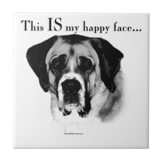 Saint Bernard Happy Face Fliese (Vorderseite)