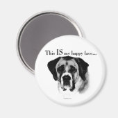 Saint Bernard Happy Face Magnet (Vorderseite/Rückseite)