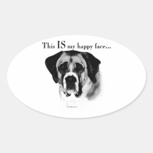 Saint Bernard Happy Face Ovaler Aufkleber