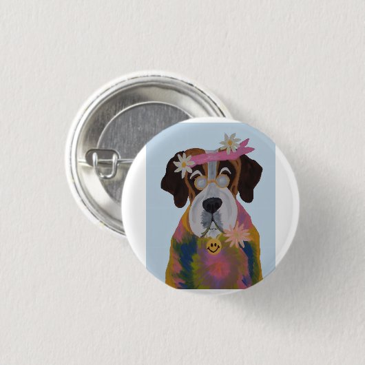 Saint Bernard Hippie Button (Vorne & Hinten)