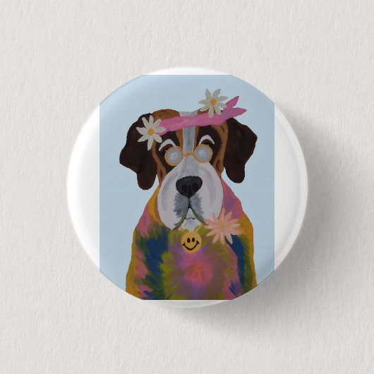 Saint Bernard Hippie Button (Vorderseite)