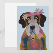 Saint Bernard Hippie Einladung (Vorne/Hinten)