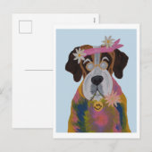 Saint Bernard Hippie Feiertagspostkarte (Vorne/Hinten)