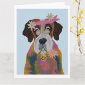 Saint Bernard Hippie Karte (Gelbe Blume)