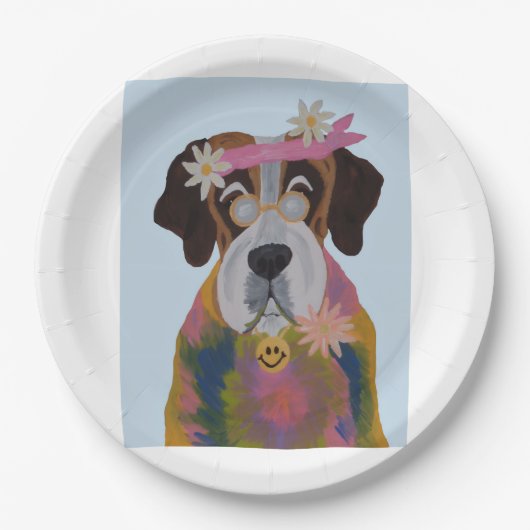 Saint Bernard Hippie Pappteller (Vorderseite)