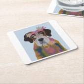 Saint Bernard Hippie Rechteckiger Pappuntersetzer (angewinkelt)