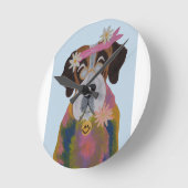 Saint Bernard Hippie Runde Wanduhr (Winkel)