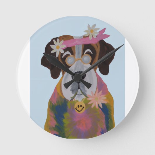 Saint Bernard Hippie Runde Wanduhr (Vorderseite)
