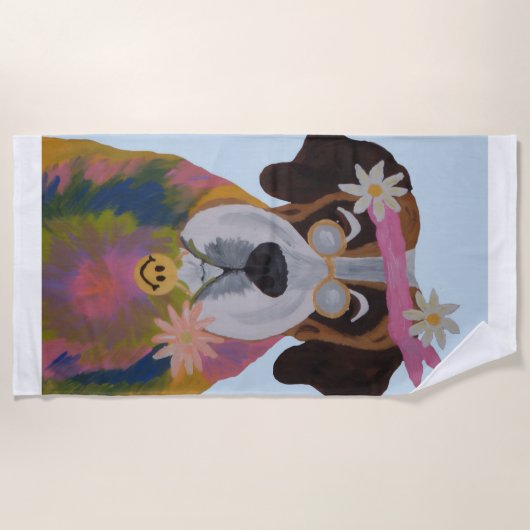 Saint Bernard Hippie Strandtuch (Vorderseite)