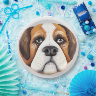Saint Bernard Hund 3D Inspiriert Pappteller