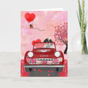Saint Bernard Hund Auto mit Herzen Valentinstag Karte