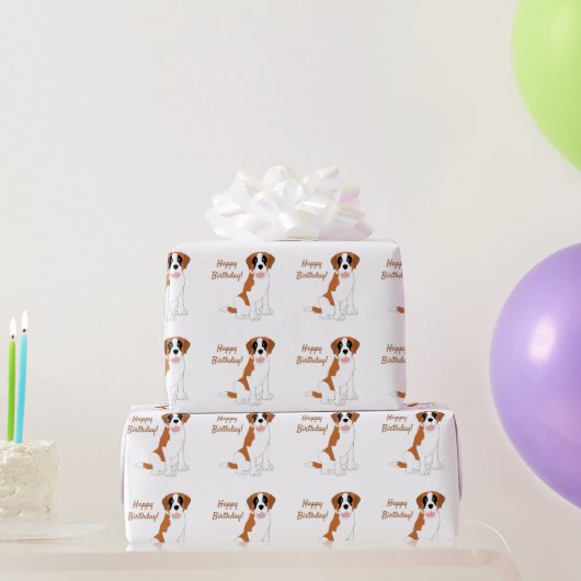Saint Bernard Hund Design Geburtstag Geschenkpapier (Partygeschenke)