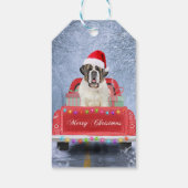 Saint Bernard Hund im Schnee sitzen Weihnachtswage Geschenkanhänger (Rückseite)