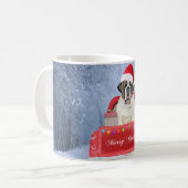 Saint Bernard Hund im Schnee sitzen Weihnachtswage Kaffeetasse (Vorderseite Links)