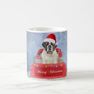 Saint Bernard Hund im Schnee sitzen Weihnachtswage Kaffeetasse