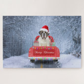 Saint Bernard Hund im Schnee sitzen Weihnachtswage Puzzle (Horizontal)