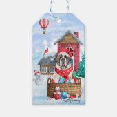 Saint Bernard Hund im Schnee Weihnachtshundehaus Geschenkanhänger (Vorderseite)