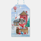 Saint Bernard Hund im Schnee Weihnachtshundehaus Geschenkanhänger (Rückseite)