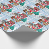 Saint Bernard Hund im Schnee Weihnachtshundehaus Geschenkpapier (Ecke)
