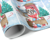 Saint Bernard Hund im Schnee Weihnachtshundehaus Geschenkpapier (Rolleneckpunkt)