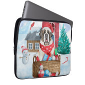 Saint Bernard Hund im Schnee Weihnachtshundehaus Laptopschutzhülle (Vorne Rechts)