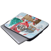 Saint Bernard Hund im Schnee Weihnachtshundehaus Laptopschutzhülle (Vorne Knopf)