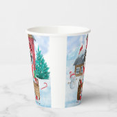 Saint Bernard Hund im Schnee Weihnachtshundehaus Pappbecher (Links)