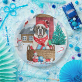 Saint Bernard Hund im Schnee Weihnachtshundehaus Pappteller (Party)