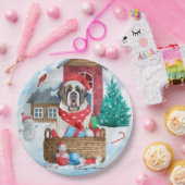 Saint Bernard Hund im Schnee Weihnachtshundehaus Pappteller (Party)