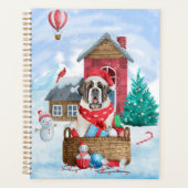 Saint Bernard Hund im Schnee Weihnachtshundehaus Planer (Vorderseite)