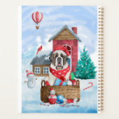 Saint Bernard Hund im Schnee Weihnachtshundehaus Planer (Rückseite)