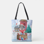Saint Bernard Hund im Schnee Weihnachtshundehaus Tasche (Rückseite)
