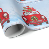 Saint Bernard Hund in Auto mit dem Weihnachtsmann Geschenkpapier (Rolleneckpunkt)