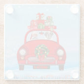 Saint Bernard Hund in Auto mit dem Weihnachtsmann Glasuntersetzer (Rückseite)