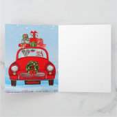 Saint Bernard Hund in Auto mit dem Weihnachtsmann Karte (Innenseite)