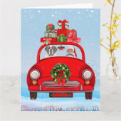 Saint Bernard Hund in Auto mit dem Weihnachtsmann Karte (Gelbe Blume)