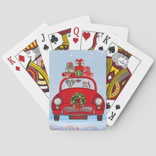 Saint Bernard Hund in Auto mit dem Weihnachtsmann Spielkarten (Rückseite)