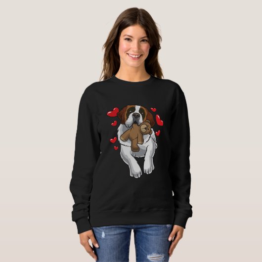 Saint Bernard Hund mit Herz Sweatshirt (Vorne ganz)