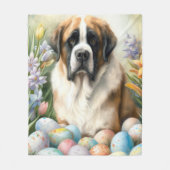 Saint Bernard Hund mit Ostereiern Urlaub Fleecedecke (Vorderseite)