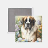 Saint Bernard Hund mit Ostereiern Urlaub Magnet (Vorderseite/Rückseite)