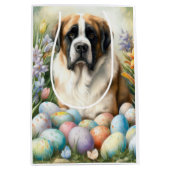 Saint Bernard Hund mit Ostereiern Urlaub Mittlere Geschenktüte (Vorderseite)