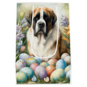Saint Bernard Hund mit Ostereiern Urlaub Mittlere Geschenktüte (Rückseite)