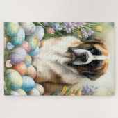 Saint Bernard Hund mit Ostereiern Urlaub Puzzle (Horizontal)