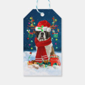 Saint Bernard Hund mit Weihnachtsgeschenken Geschenkanhänger (Rückseite)