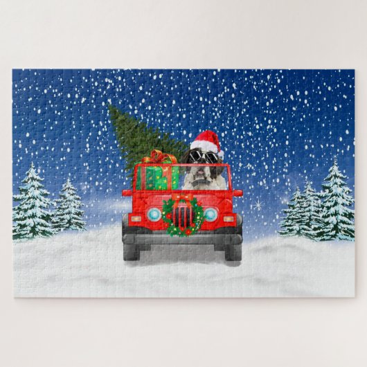 Saint Bernard Hund mit Weihnachtsgeschenken Puzzle (Horizontal)