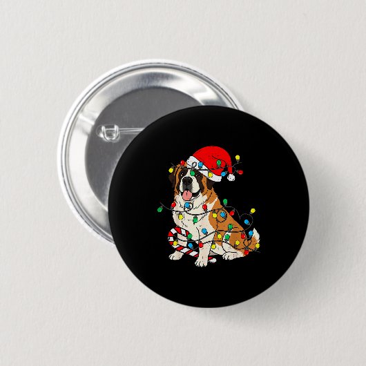 Saint Bernard Hund Weihnachtsbeleuchtung Weihnacht Button (Vorne & Hinten)