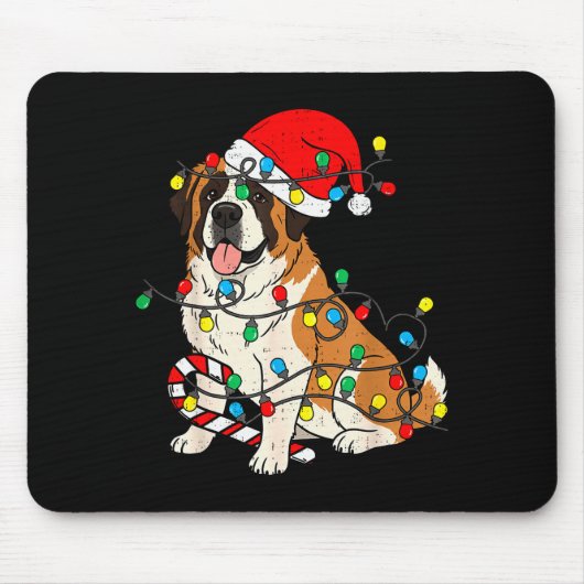 Saint Bernard Hund Weihnachtsbeleuchtung Weihnacht Mousepad (Vorne)