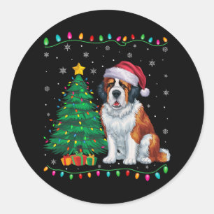 Saint Bernard Hund Weihnachtsmannmütze Männer Frau Runder Aufkleber