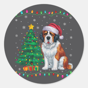Saint Bernard Hund Weihnachtsmannmütze Männer Frau Runder Aufkleber