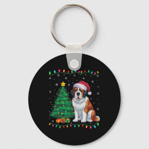 Saint Bernard Hund Weihnachtsmannmütze Männer Frau Schlüsselanhänger